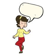 cartoon dancing woman with speech bubble N34