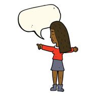 cartoon woman pointing with speech bubble N141