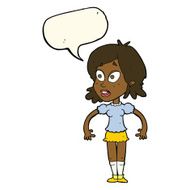 cartoon surprised woman with speech bubble N164