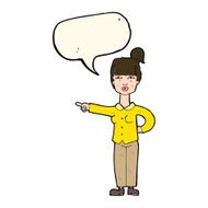cartoon woman pointing with speech bubble N142