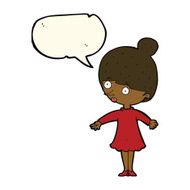 cartoon surprised woman with speech bubble N165