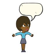 cartoon annoyed girl with speech bubble N14