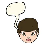 cartoon serious face with speech bubble N7