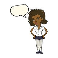 cartoon woman with hands on hips speech bubble N150