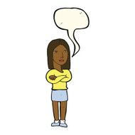 cartoon woman with folded arms speech bubble N20