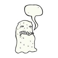 cartoon gross ghost with speech bubble N28