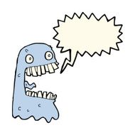 cartoon gross ghost with speech bubble N29