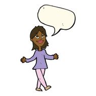 cartoon woman with no worries speech bubble N29