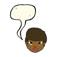 cartoon serious face with speech bubble N8
