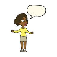 cartoon pretty woman explaining something with speech bubble N8
