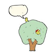 cartoon tree with birdhouse speech bubble N4
