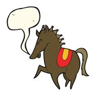 cartoon prancing horse with speech bubble N4