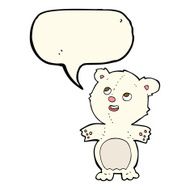 cartoon happy little polar bear with speech bubble N10