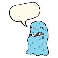 cartoon gross ghost with speech bubble N30