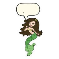 cartoon pretty mermaid with speech bubble N24