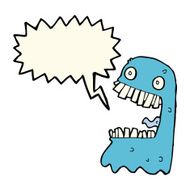 cartoon gross ghost with speech bubble N31