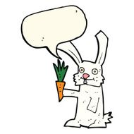 cartoon rabbit with carrot speech bubble N6