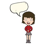cartoon excited woman with speech bubble N92