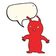 cartoon happy little alien with speech bubble N8