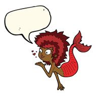 cartoon mermaid blowing a kiss with speech bubble N8