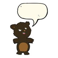cartoon happy little black bear with speech bubble N10