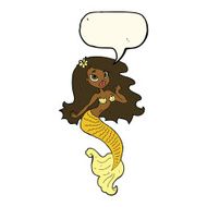 cartoon pretty mermaid with speech bubble N25