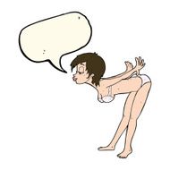 cartoon pin up girl in underwear with speech bubble N4
