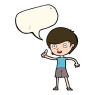 cartoon boy giving thumbs up symbol with speech bubble N5