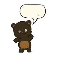 cute black bear cartoon with speech bubble N8