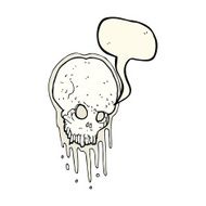 cartoon scary skull with speech bubble N17