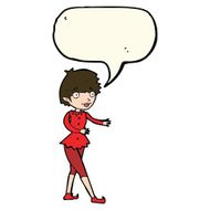 cartoon christmas elf woman with speech bubble N7