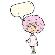 cartoon old lady with speech bubble N7