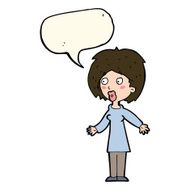 cartoon surprised woman with speech bubble N166