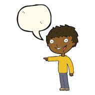 cartoon happy boy laughing with speech bubble N22