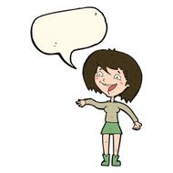 cartoon waving woman with speech bubble N92