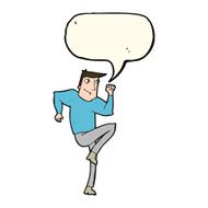 cartoon man jogging on spot with speech bubble N6