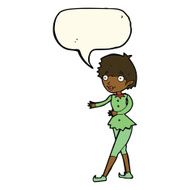 cartoon christmas elf woman with speech bubble N8