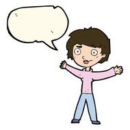 cartoon woman waving arms with speech bubble N14