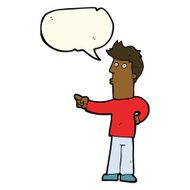 cartoon man pointing with speech bubble N131