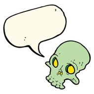 cartoon spooky skull with speech bubble N93