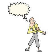 cartoon old man having heart attack with speech bubble N7