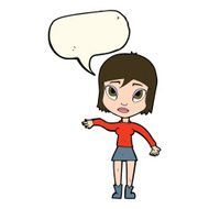 cartoon woman waving hand with speech bubble N7