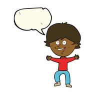 cartoon happy boy laughing with speech bubble N23