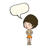 cartoon concerned woman with speech bubble N6