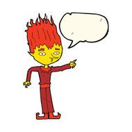 fire spirit cartoon with speech bubble N6