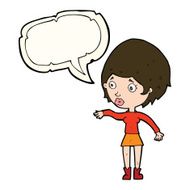 cartoon concerned woman reaching out with speech bubble N7