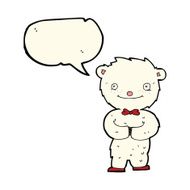 cartoon little polar bear with speech bubble N8