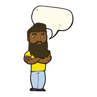 cartoon serious man with beard speech bubble N16