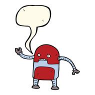 funny cartoon robot with speech bubble N32