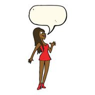 cartoon woman in pink dress with speech bubble N8